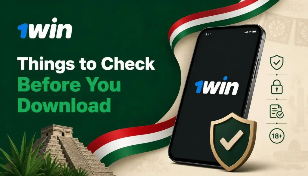 Ilustración de aplicación móvil de 1win para México: conditions