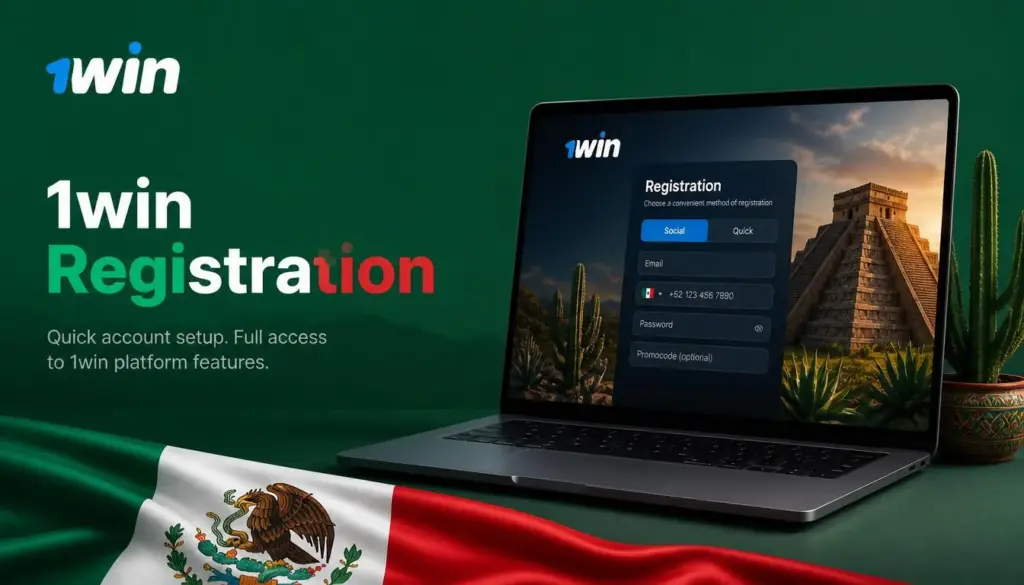 Ilustración de registro en 1win para México